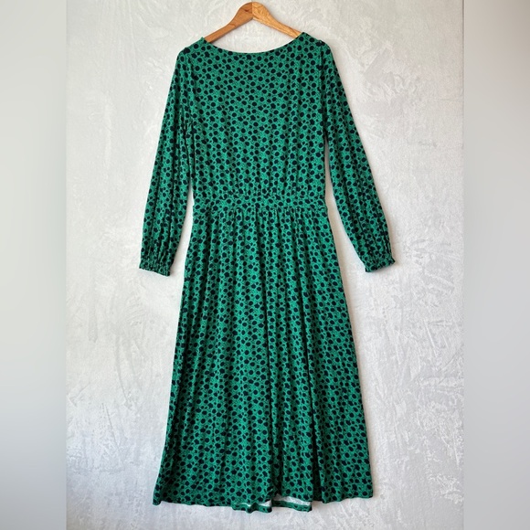 Boden green blue flower Evelyn Midi Dress 10 Long - Picture 10 of 11